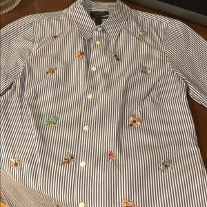 J Crew Blue White Stripe Blouse